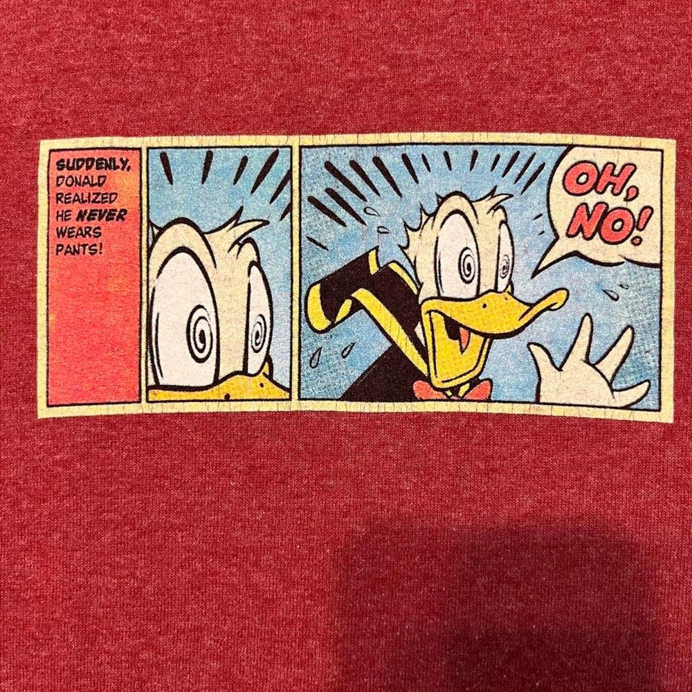 Vintage Ink & Paint Disney Donald Duck Never Wears Pants Comic Ringer Tee M